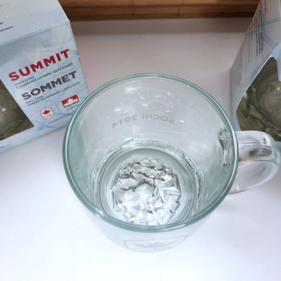 Olympic Glass Coffee Mugs Sochi 2014 Canadian Glassware Limited Edition Lot Of 3 - Picture 4 of 11
